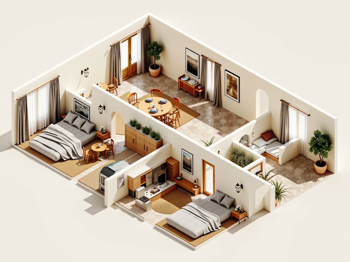 Render 3D fotorrealista de la vivienda propuesta, fiel al plano